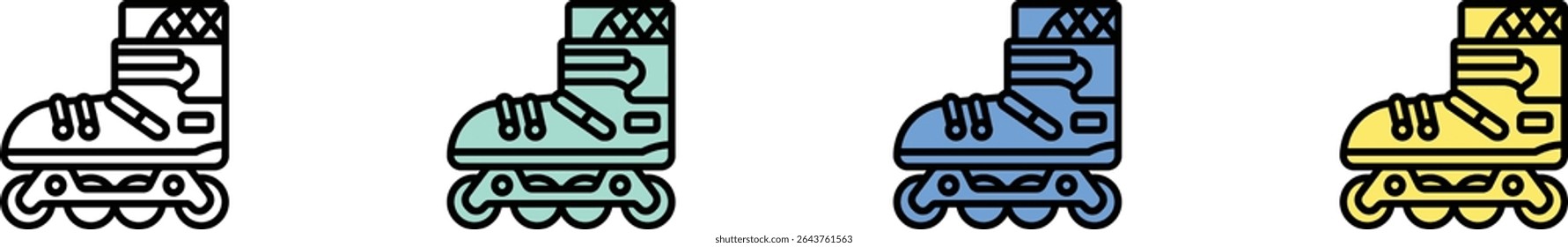 roller skate icon. Outline, Green, Blue and Yellow Style Design Isolated On White Background