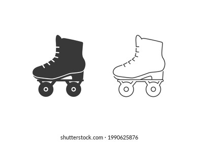 Roller skate icon set symbol. Vector isolated rollerskating element in trendy style