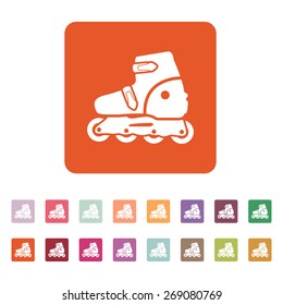 The roller skate icon. Skates symbol. Flat Vector illustration. Button Set