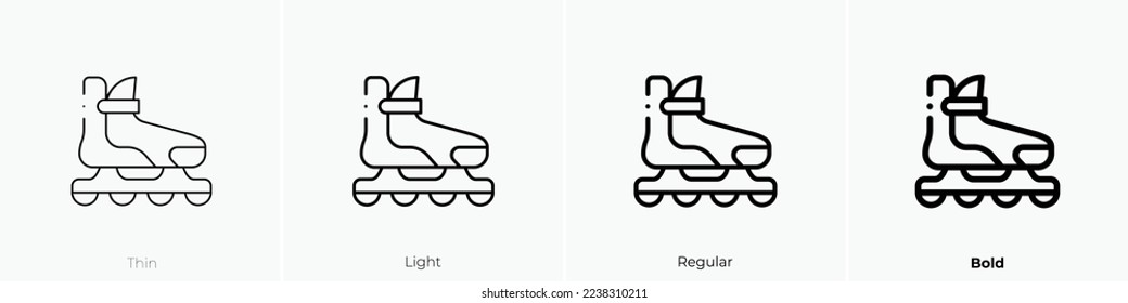 roller skate icon. Thin, Light Regular And Bold style design isolated on white background