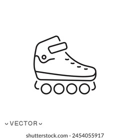 roller skate icon, skate thin line symbol isolated on white background, editable stroke eps 10 vector illustration