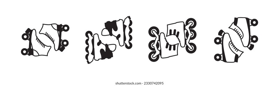 Roller skate icon vector Premium quality isolated rollerskating element in trendy style. roller skate icon line symbol.  Linear style sign for mobile concept and web design. roller skate illustration 