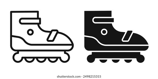 Roller Skate iconicon vector collection in outlined and solid style