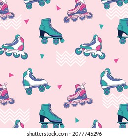 roller skate icons pattern background