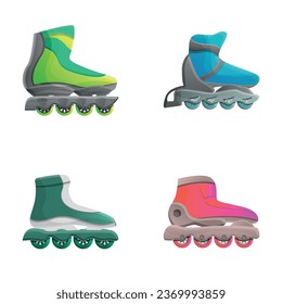 Roller skate icons set cartoon vector. Colored roller skate shoes. Sport shoes