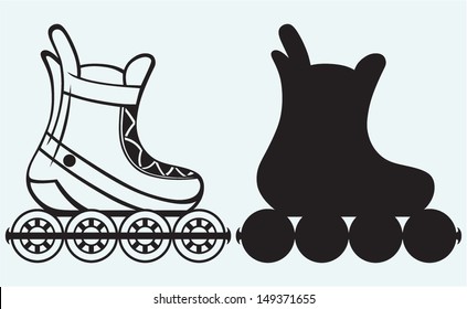 Roller skate isolated on blue background