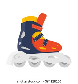 Roller Skate isolated vector. Outdoor fun summer lifestyle. Roller skating illustration. Red shoe. Summer fitness red accessories. Sport recreation symbol