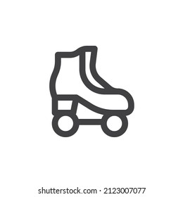 Roller skate line icon. linear style sign for mobile concept and web design. Skating shoe outline vector icon. Symbol, logo illustration. Vector graphics