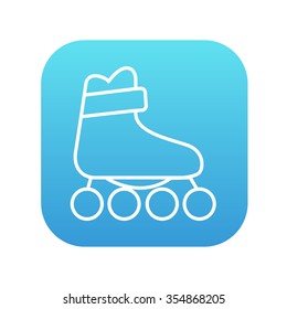Roller skate line icon for web, mobile and infographics. Vector white icon on the blue gradient square with rounded corners isolated on white background.