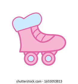 roller skate neon line and fill style icon design, Sport hobby competition game training equipment tournement and play theme Vector illustration