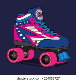 Roller skate New York typography, t-shirt graphics, vectors