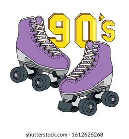 roller skate nineties retro isolated icon vector illustration design