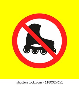 roller skate not allowed, caution warn symbol for public transport areas to do not do that. vector logo, sign, symbol