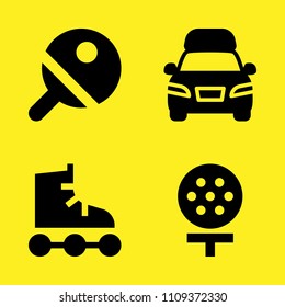 roller skate, ping pong, golf and delivery truck vector icon set. Sample icons set for web and graphic design