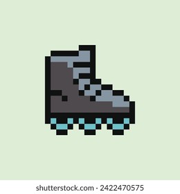Roller skate pixel art icon, emoji. Design for stickers, shoe store logo, mobile app. Game assets 8-bit sprite. Isolated vector illustration.