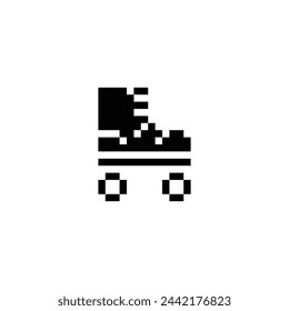 Roller skate pixel art icon, emoji. Design for stickers, shoe store logo, mobile app. Game assets 1-bit sprite. Isolated vector illustration.