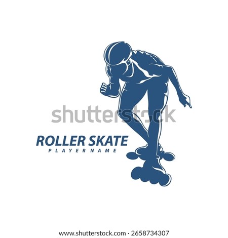 Roller Skate Player logo design vector. Silhouette Roller Skate Player Template Illustration.