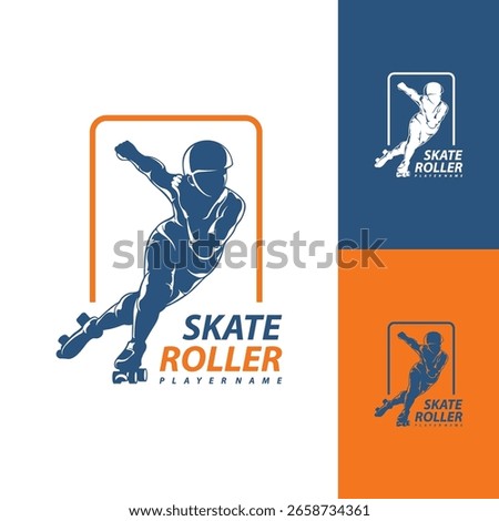 Roller Skate Player logo design vector. Silhouette Roller Skate Player Template Illustration.