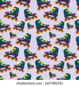 roller skate seamless pattern vector illustration background