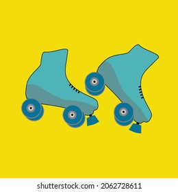 Roller Skate Set Vector. Vector flat men's shoes isolated on yellow background