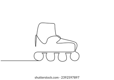 roller skate shoe wheeled object one line art design