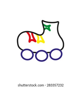Roller skate. Single line icon. Vector illustration.