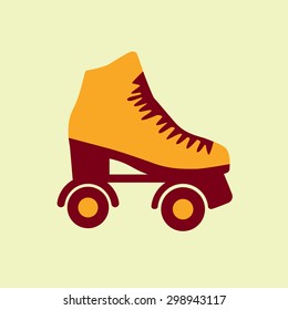 Roller skate. Skating shoe pictograph on lime background. Vector illustration eps 8. 