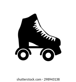 Roller skate. Skating shoe pictograph on lime background. Vector illustration eps 8. 