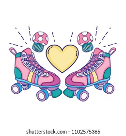 roller skate style with fungus and heart