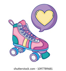 roller skate style with heart inside chat bubble