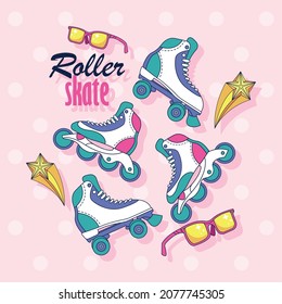 roller skate and sunglasses poster