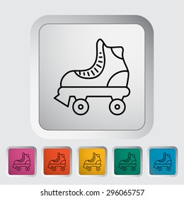 Roller skate thin line flat vector related icon set for web and mobile applications. It can be used as - logo, pictogram, icon, infographic element. Vector Illustration. 