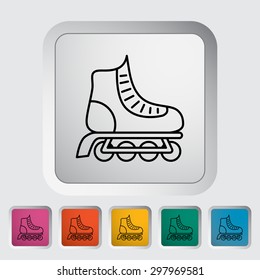 Roller skate thin line flat vector related icon set for web and mobile applications. It can be used as - logo, pictogram, icon, infographic element. Vector Illustration. 