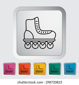 Roller skate thin line flat vector related icon set for web and mobile applications. It can be used as - logo, pictogram, icon, infographic element. Vector Illustration. 
