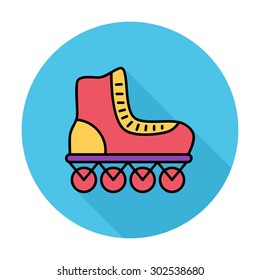 Roller skate thin line flat vector related icon set for web and mobile applications. It can be used as - logo, pictogram, icon, infographic element. Vector Illustration. 