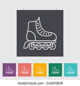 Roller skate thin line flat vector related icon set for web and mobile applications. It can be used as - logo, pictogram, icon, infographic element. Vector Illustration. 