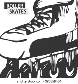 Roller skate typography, t-shirt graphics, sport.Vector Illustration