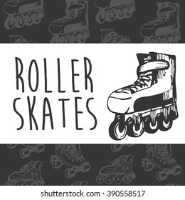 Roller skate typography, t-shirt graphics, sport.Vector Illustration