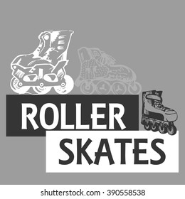 Roller skate typography, t-shirt graphics, sport.Vector Illustration