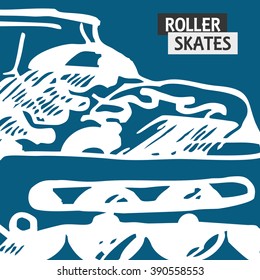 Roller skate typography, t-shirt graphics, sport.Vector Illustration