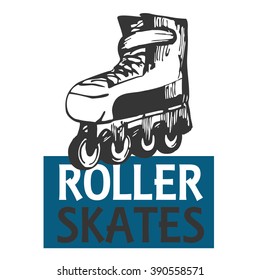 Roller skate typography, t-shirt graphics, sport.Vector Illustration
