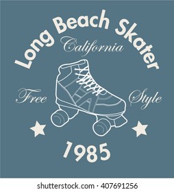 Roller skate typography, t-shirt graphics, vectors, sport, logo