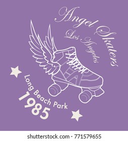 Roller skate typography, t-shirt graphics, vectors, sport, logo