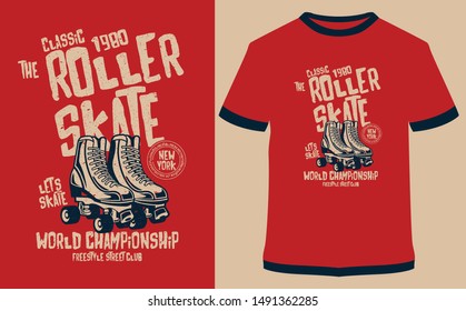 Roller Skate vector design illustration, it can use for label, logo, sign, sticker or printing for the t-shirt.