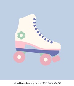 Roller skate vector illustration isolated. Pastel candy colors, cartoon illustration