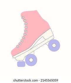 Roller skate vector illustration isolated. Pastel candy colors, cartoon illustration