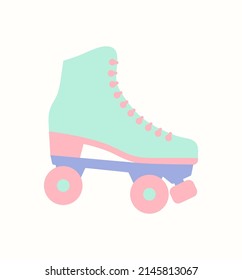 Roller skate vector illustration isolated. Pastel candy colors, cartoon illustration