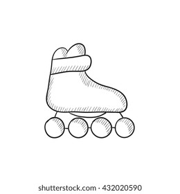 Roller skate vector sketch icon isolated on background. Hand drawn Roller skate icon. Roller skate sketch icon for infographic, website or app.