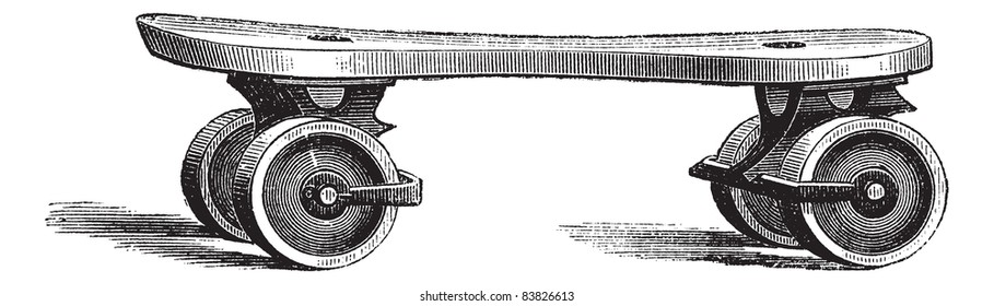 Roller Skate, vintage engraved illustration. Trousset encyclopedia (1886 - 1891).