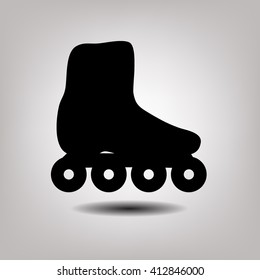 Roller skate web icon. Black isolated  silhouette